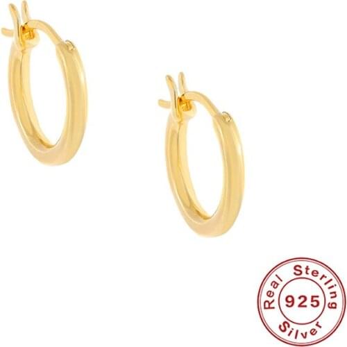 BOAKO Minimalist 925 Sterling Silver Hoop Earrings for Women Couples Round Circle Earring Jewelry Trendy Elegant Party Accessory