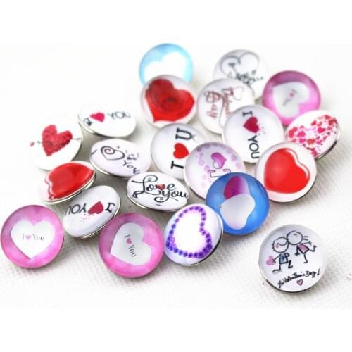 20pcs/lot Mix Love Heart Snap Buttons for 18mm Ginger Snap Bracelet&Bangles DIY Snap Jewelry Charms