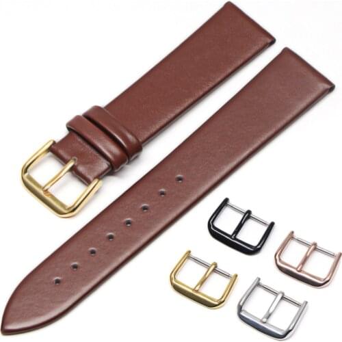 Genuine Leather Watchbands 18mm 20mm 22mm 24mm Black Brown Women Men Cowhide Watch Band Strap Belt With Buckle