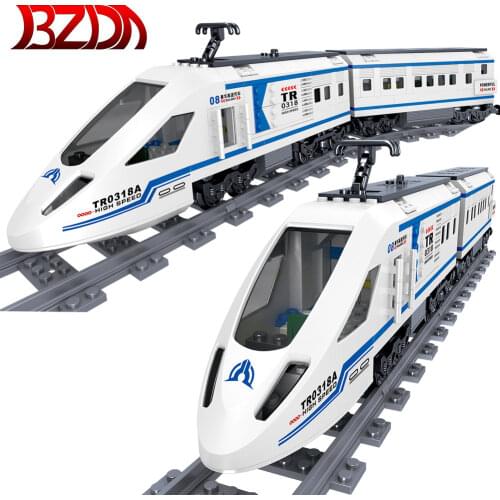 BZDA City Train Series luxury High-Speed Rail Transport Subway Rail Model Building Blocks Train Transport Vehicle Toys For Boys