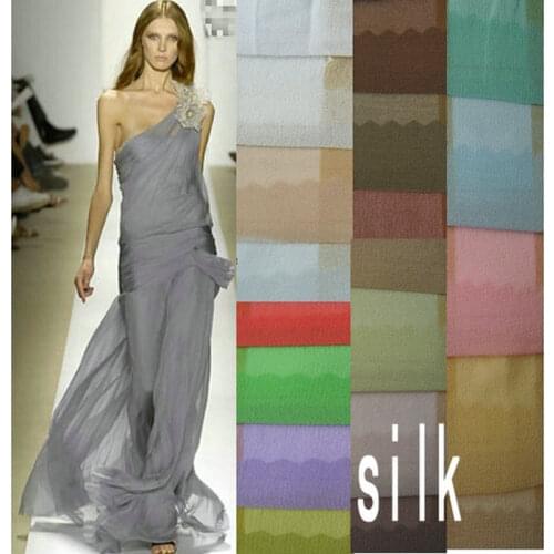 Silk fabric 43 color 10m/m,140CM nature silk georgette fabric for fashion dress