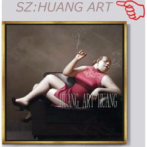 Modern figure painting of high-grade oil painting women smoking sexy girl in a red large murals hotel decorated hall