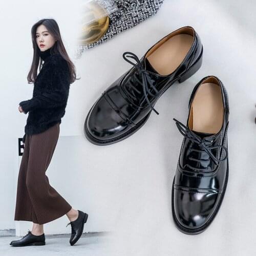 Women PUMPS Genuine Leather shoes spring and autumn cow leathe career shoes Brocken shoes Black classic retro fashion