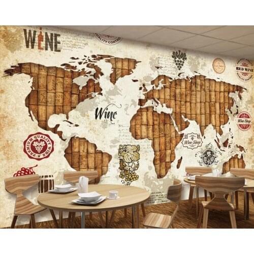 Vintage world map red wine oak stopper 3d wallpaper papel de parede,living room sofa TV wall bedroom kitchen restaruant bar cafe