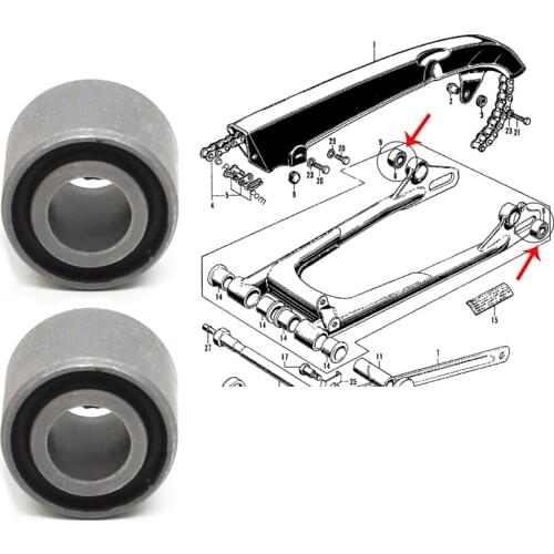 2 Pack Rear Shock Swingarm Bushing 40548-268-000 For Honda CB350 CB360 CB400 CB450 CB650 CB72 CB750 CBX CM400 CL350 CL360 CB500
