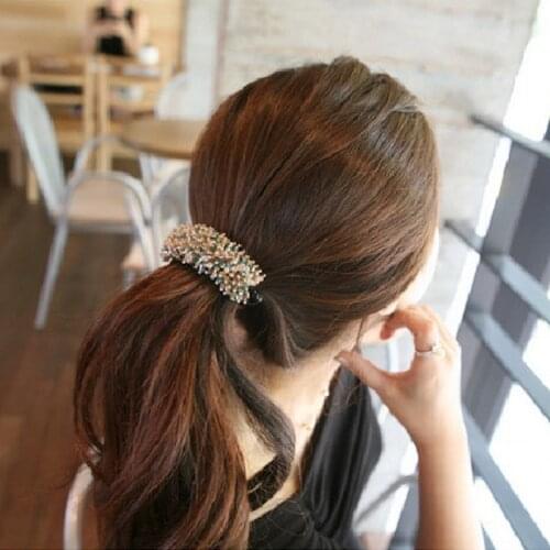 Simple Crystal Beads Geometric Catch Clip Ponytail Clip Hairpins Headwear Korean Hairgrips Barrette Hair Clips For Women Girls