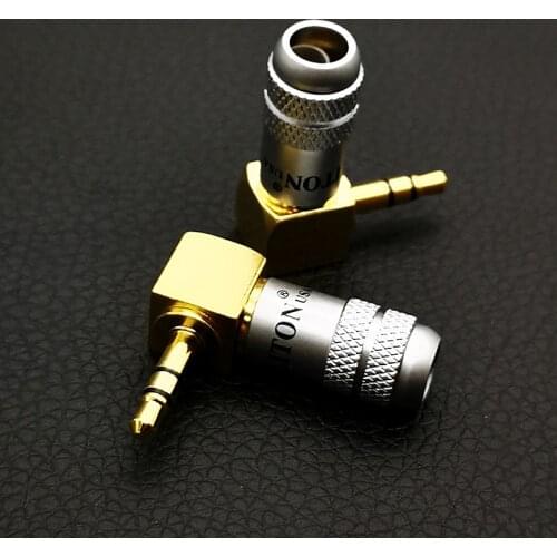 1 PCs Liton 3,5mm audio plug 90-grad-l-förmiger plug gold plated welding adapter 6 mm three piece earphone plug