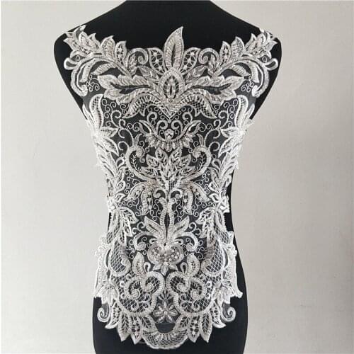 1 piece / pack high-grade handmade beaded lace back chest applique super luxury wedding dress dress DIY accessories accessories