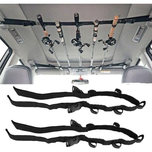 2Pcs Vehicle Fishing Rod Holder Adjustable Nylon Car Fishing Pole Rack Holder Straps Roof Rack Fishing Rod Carrier