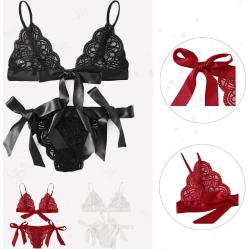 2020 Black Sexy Bra Underwear Lace Transparent Push Up Bras For Women Lingerie Set Wireless Bralettes Comfort Sleepwear Bra Set