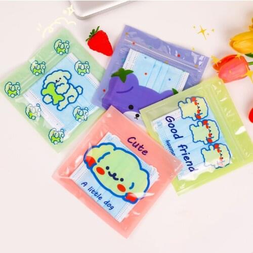 4Pcs Mini Cartoon Mask Cover Bag Portable Facemask Holder Face Mask Storage Case Box Mask Boxes Travel Organizer Gifts