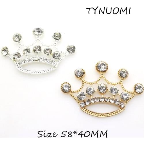 10pcs/lot 58*40mm Gold/Silver Metal Zinc Aolly Crown Rhinestone Jewelry Findings Accessories Components for Jewelry Making