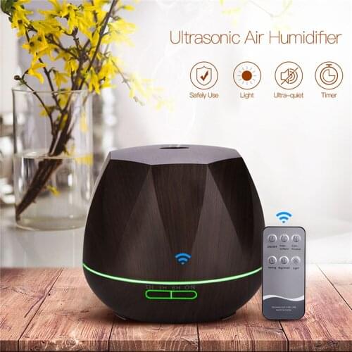 550ML Aroma Air Humidifier Wood Grain Essential Oil Diffuser Aromatherapy Ultrasonic Cool Mist Maker with Remote Control