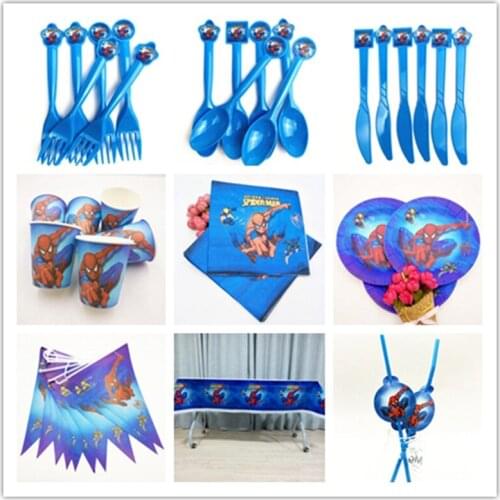 82pcs Spiderman Party Supplies Plate Cup Straw Tablecloth And Other Birthday Party Decoration Shower Kids Party Supplies