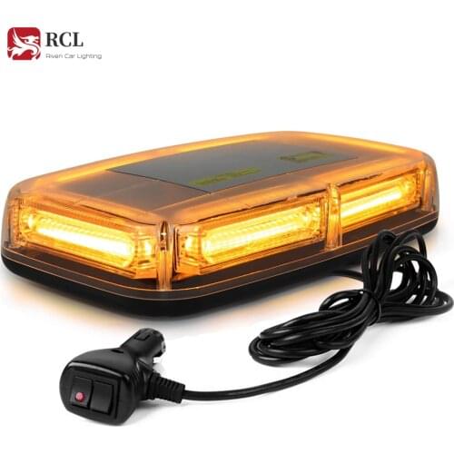 12V 60W 6-COB LED Emergenecy Warning Flashing Lights Amber Hazard Beacon Lights Bar Recovery Strobe Light with Magnetic Base