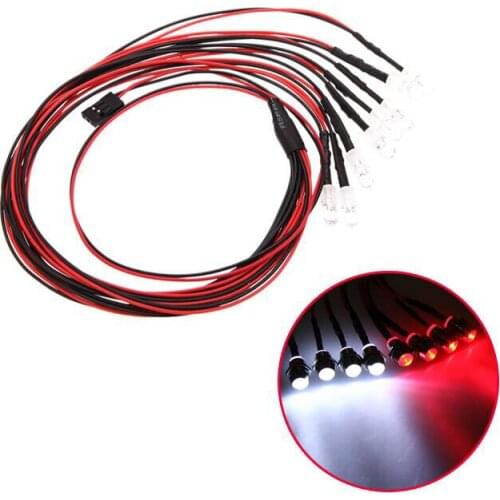 Free Shipping 5mm car light headlights 8 led light bulbs lamps for HSP RC Car model with metal light cups