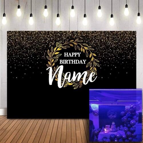 Black Birthday Backdrop personalize happy birthday custom party photocall wedding baby shower birthday photo booth background