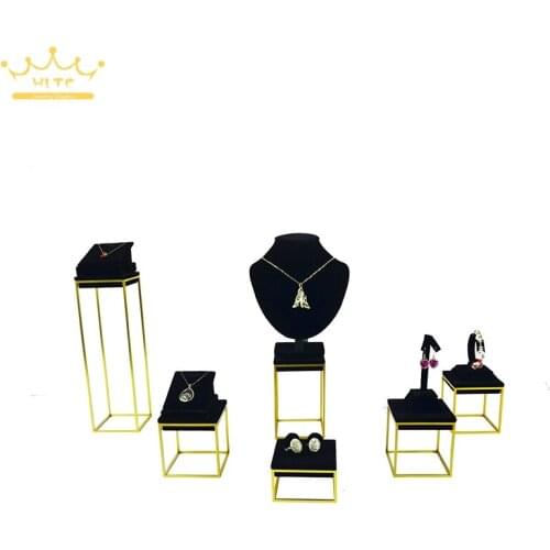 High Quality Stainless Steel Jewelry Earring display Necklace showcase Jewellery Display Rack stand holder Black Velvet