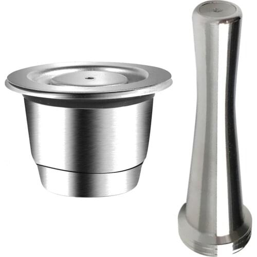 Stainless Steel Coffee Capsule with Coffee Tamper Reusable Nespresso Coffee Maker Filter for Kitchen Accessories