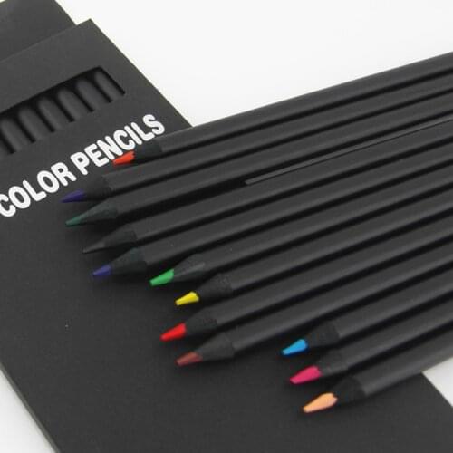 12 Pcs New High Quality Pencil Packaging 12 Different Colours Colored Pencils Kawaii School Black Wooden Pencils Fast Delivery