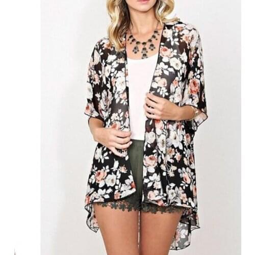 Kayotuas Women Bikini Cover-Up Floral Print Open Front Beachwear Swimsuit Tops Shirt Hot Sale Boho Swimwear