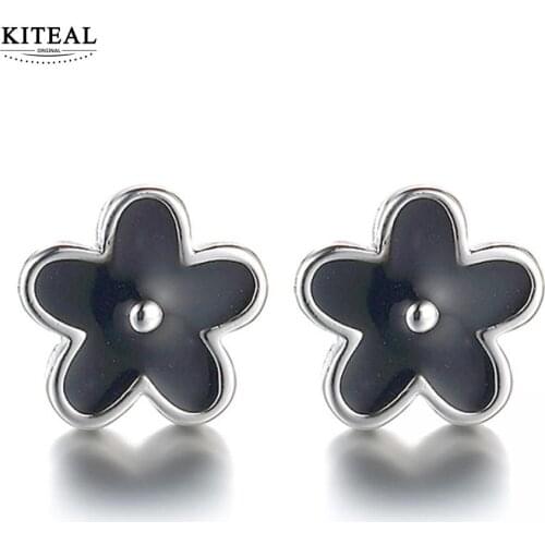 KITEAL Hot Selling earrings for female Black plum studs Five petals earing Engagement Jewelry Accessories
