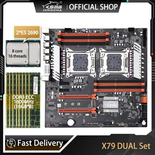 LGA2011 X79 Dual CPU motherboard set with 2 × Xeon E5 2690 and 8 × 16GB =128GB 1600MHz DDR3 ECC REG memory and 128G M.2 SSD