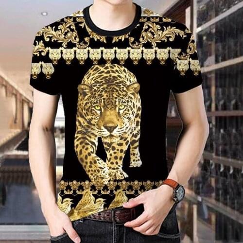 Summer new mens sportswear suit mens 3D tiger short sleeve casual slim T-shirt Chinese dragon printed sportswear