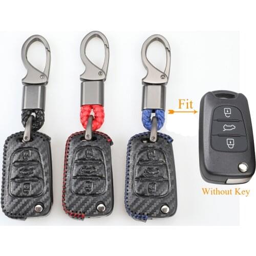 Kutery 3 Butttons Leather Remote Key Case For Kia Rio Sportage Soul ceed Fit HYUNDAI i30 Verna Veloster i35 Carbon