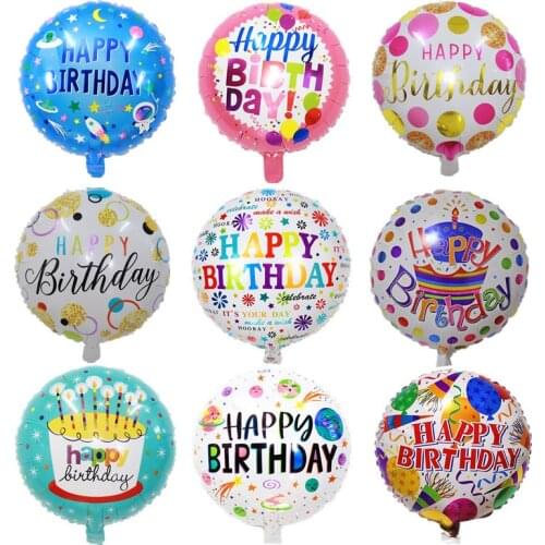 1Pc 18 inch round color happy birthday aluminum foil balloon holiday party wedding anniversary decoration gift helium balloon