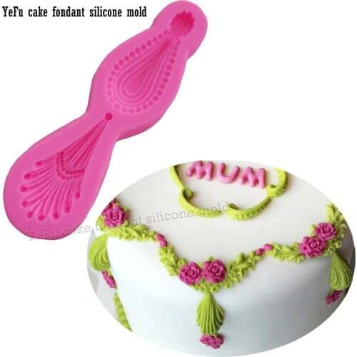 Lace pattern Ornamental Drops Cake Silicone Mold Peacock Feather Decorating Tools Shell Stencil Cupcake Baking molds F0895