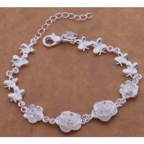 AH021 Hot sterling bracelet, sterling fashion jewelry Dragonfly flowers /ahpaiywa avrajmya silver color