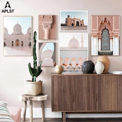 Praying Boy Islamic Muslim Poster Morocco Architecture Mosque Canvas Painting Prints Landscape Wall Art Picture Home Decor