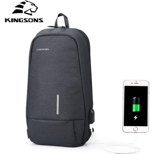 Kingsons Brand Designer Mens Crossbody Shoulder Bags Tote Fashion Business Man Messenger Bags USB charging port Chest Bags sac