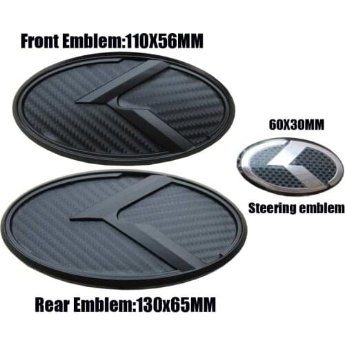 Black Carbon Fiber K Flight Logo Sticker Set Hood Trunk Wheel Cap Horn Badge For KIA 2014-2017 Forte Koup/ K3 Koup/ Cerato Koup