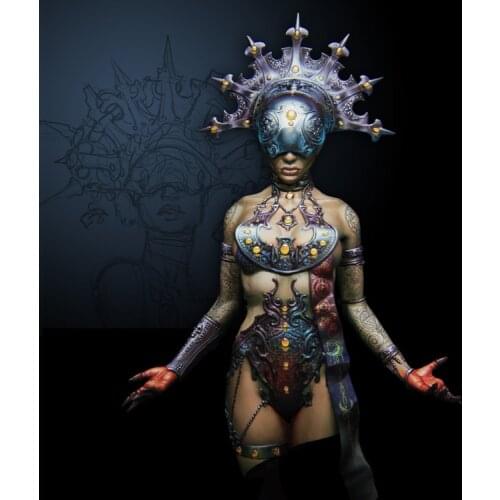 Unpainted 122mm Sci-Fi Female Warrior Resin Bust Assembly Model Figure Resin Kit Bust Colorless Models Self-Assembled Toys No.40