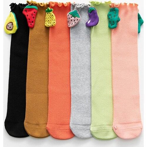 Spring New Childrens Socks Double Needle Fungus Baby Pile Socks Fruit Cute Accessories Girls Students Socks