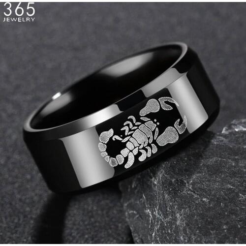 New Design 8 mm Stainless Steel Scorpion Ring For Men Punk Black Animal Finger Rings Boyfriend Gift