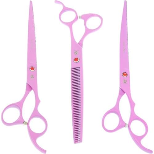 Purple Dragon 8 inch Pet Grooming Scissors Forceps Japanese Steel Dog Straight Shears Curved Thinning Fur Hair Clippers B0055B