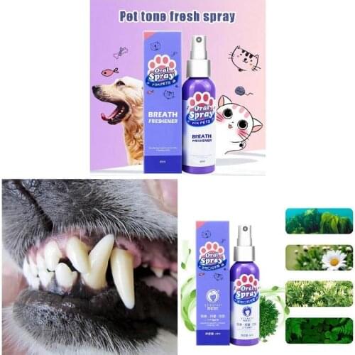60ml Pet Breath Freshener Spray Dog Teeth Cleaner breath fresh Mouthwash Non-toxic Healthy Dental Care Oral Deodorization