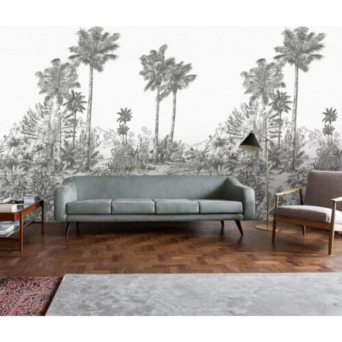 Beibehang Custom wallpaper retro nostalgic hand-painted idyllic coconut jungle 3d mural background wall papel de parede