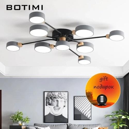 BOTIMI New Design 220V LED Chandelier For Living Room Novelty Gray Ceiling Round Lampshades Metal Lustres Bedroom Lighting