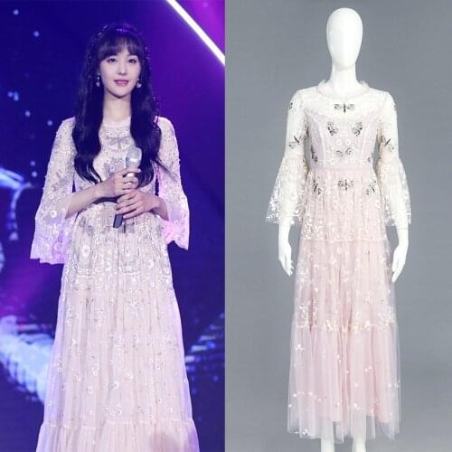 Birthday and heavy New industry embroidery mesh dress