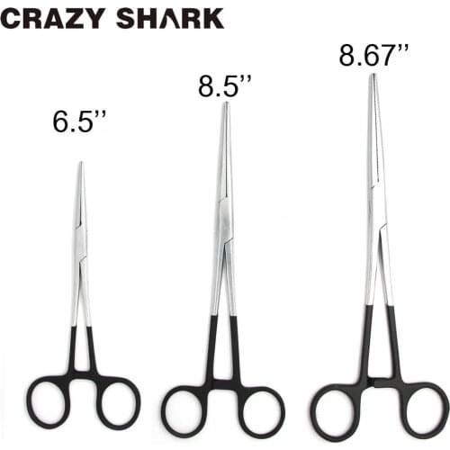 Crazy Shark 3PCS Stainless Steel Fly Fishing Forceps Hook Remover Tackle Straight Tip Clamps Fishing Plier Tools Set