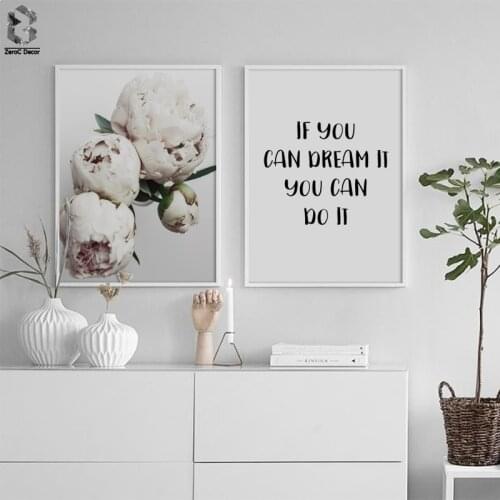 Scandinavian Life Quotes Nordic Canvas Wall Art Print Flowers Painting Decorative Posters Picture for Living Room Decoration