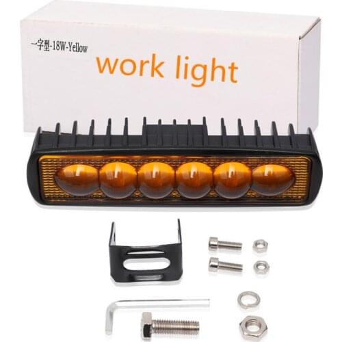 1/2PCS 18W 12-24V LED Work Light Headlights Yellow Spotlight 3000k For SUV Trucks ATV Auto Motorcycle Quad Bike IP67 Waterproof