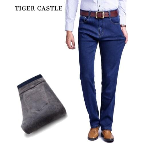 Мужские джинсы на флисе TIGER CASTLE China At AliExpress