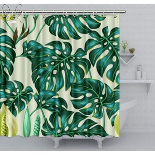 Aplysia Tropical Plant Bambusa Tortoisensis Ins Style Decor Shower Curtain 72x72 Inches Extra Long Waterproof Curtain with Hooks
