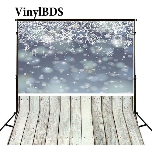 VinylBDS Christmas Backdrop Photography Snowflake Spot Christmas Background Photography Dark Wood Floor Backdrop For Photo Shoot