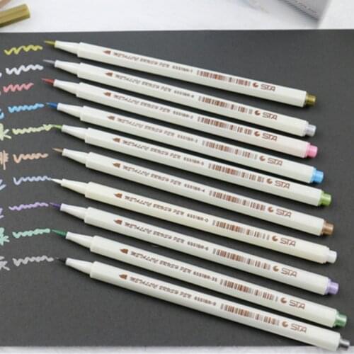 10 PCS Colorful Metallic Marker Pen 10 Colors DIY Scrapbooking Crafts Waterproof Oil Pen Art Marker Pen Stationery